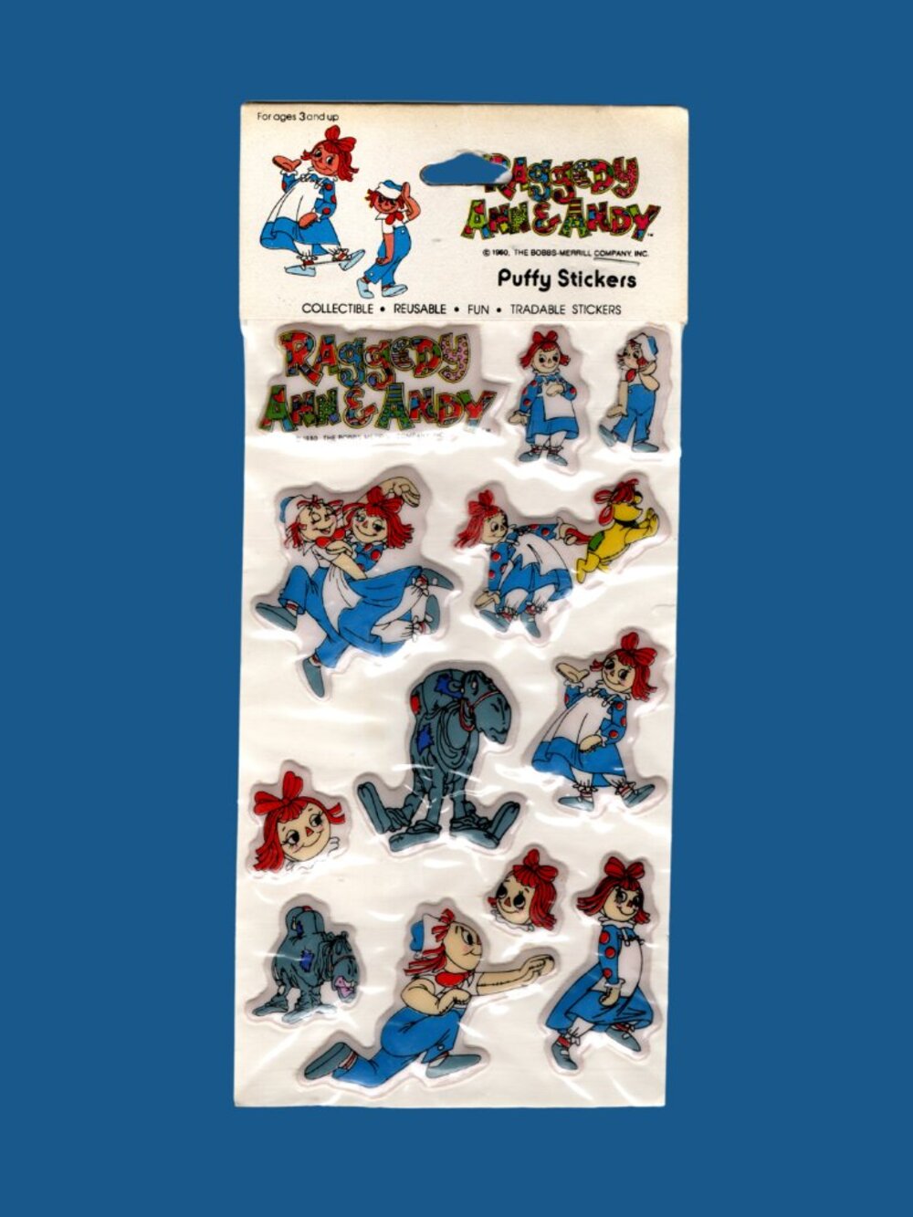Raggedy Ann & Andy Puffy Stickers Sheet Unopened Retro Craft & Collecting